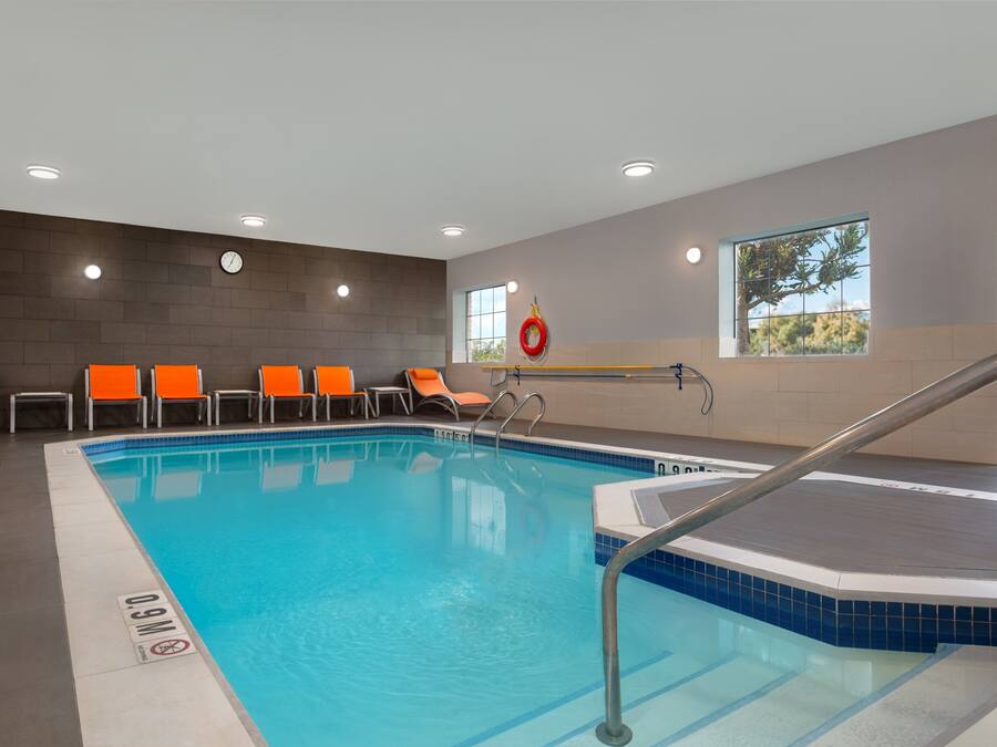 Indoor pool, open 7:00 AM to 10 PM, sun loungers