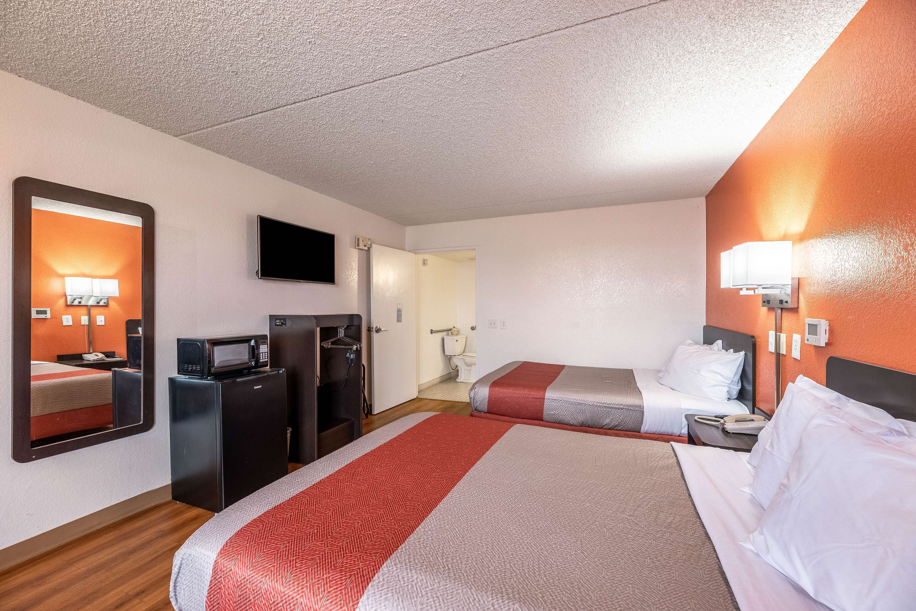 Standard Room, 2 Queen Beds, Non Smoking, Refrigerator & Microwave | Blackout drapes, iron/ironing board, free WiFi, bed sheets