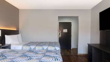 Standard Room, 2 Queen Beds, Non Smoking | Laptop workspace, WiFi (free), bed sheets
