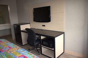 Desk, free WiFi, bed sheets