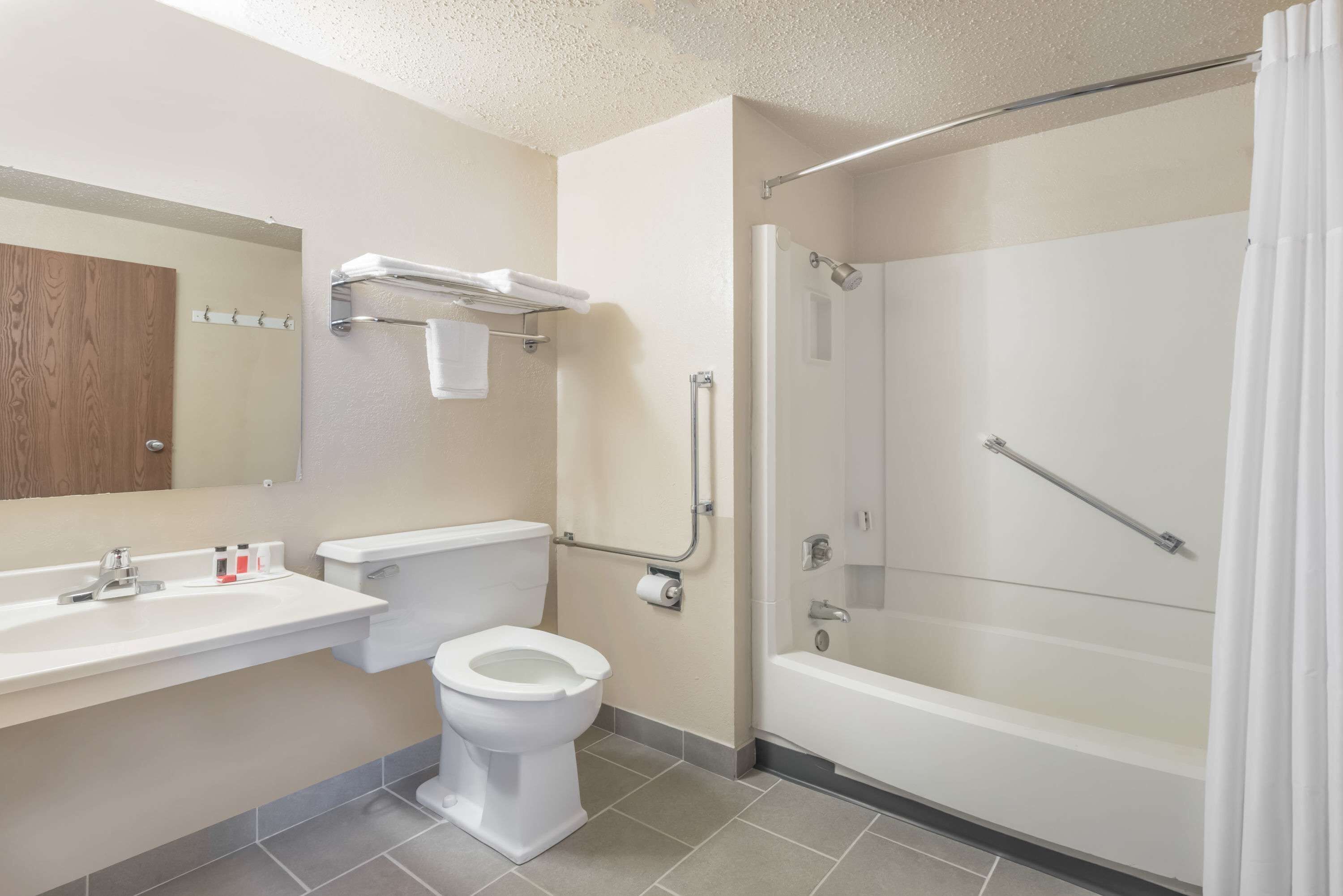 Kamer, 1 queensize bed, toegankelijk voor mindervaliden, niet-roken | Badkamer | Een bad/douchecombinatie, een hydromassagedouche, gratis toiletartikelen