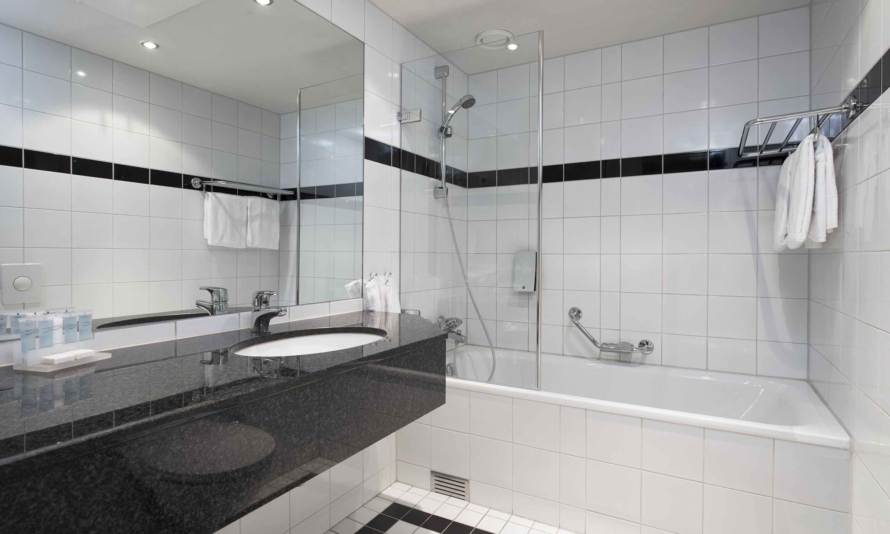 hair dryer, heated floors, towels