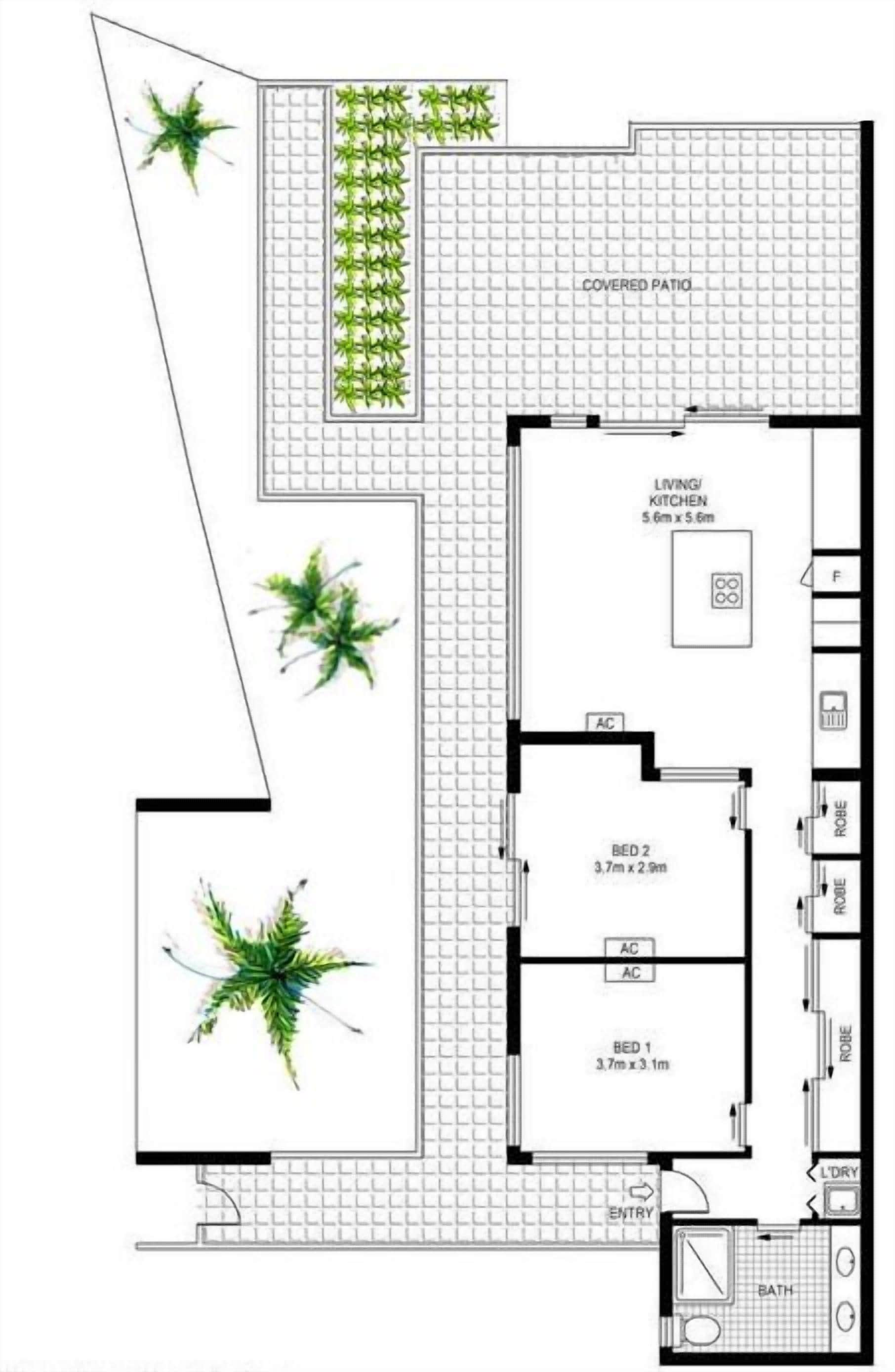 2 bedroom courtyard villa | floor plan
