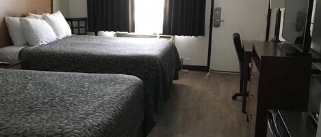 Standard Room, 2 Queen Beds | Desk, laptop workspace, blackout curtains, iron/ironing board