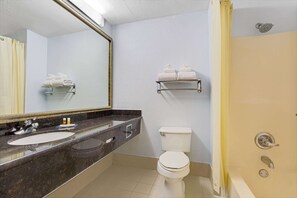 Room, 2 Queen Beds, Non Smoking | Bathroom | Free toiletries, hair dryer, bathrobes, towels