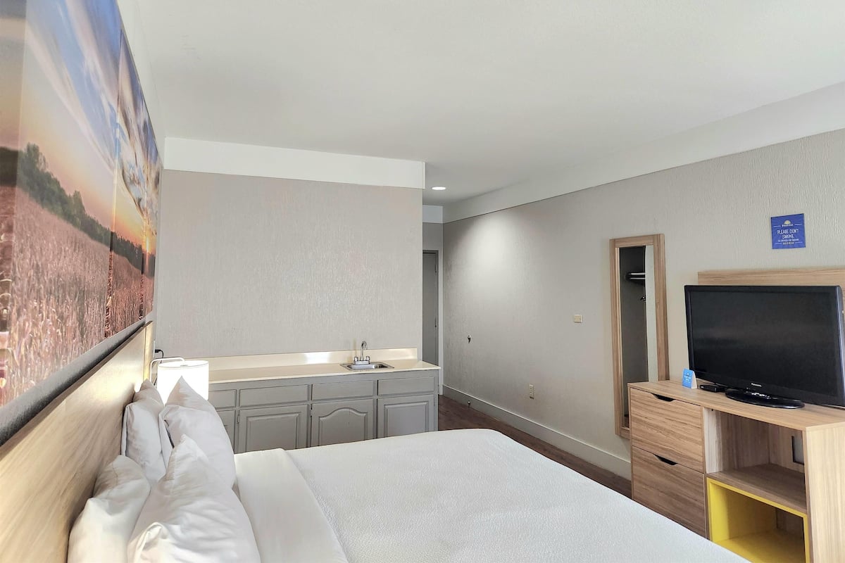 Suite, 1 Queen Bed, Refrigerator & Microwave | Desk, iron/ironing board, free cribs/infant beds, free WiFi