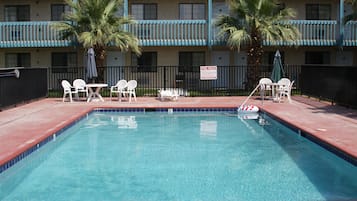 Outdoor pool, pool loungers