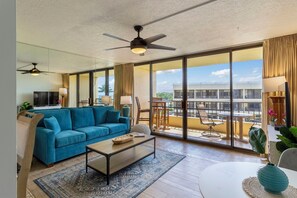 Suite, 1 Bedroom, Ocean View | Living area | 32-inch flat-screen TV with digital channels, TV, DVD player