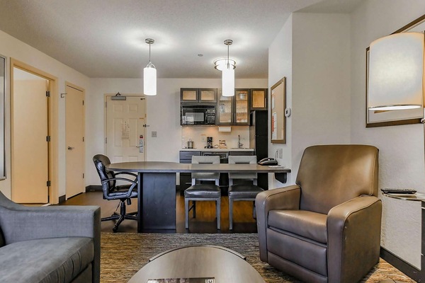 Individually furnished, desk, laptop workspace, blackout drapes