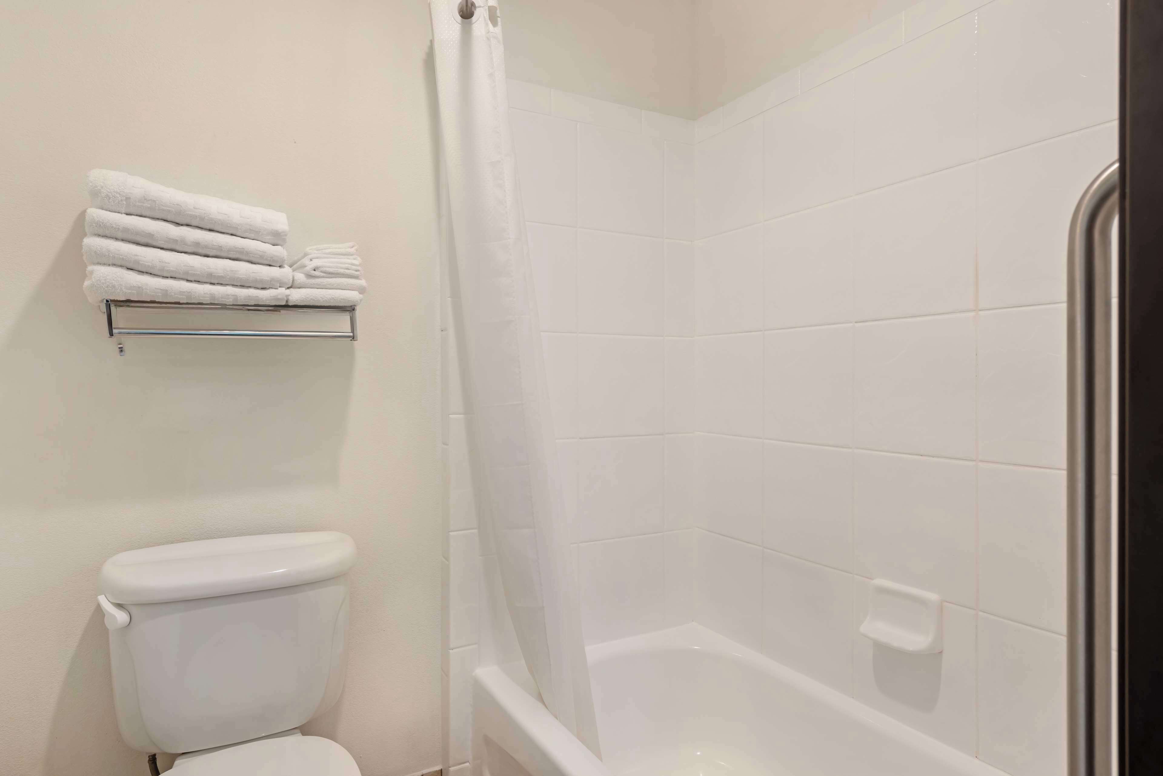 suite, 1 king bed, non smoking, jetted tub | bathroom | combined shower/bathtub, free toiletries, hair dryer, towels