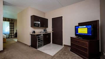 Hypo-allergenic bedding, desk, laptop workspace, iron/ironing board