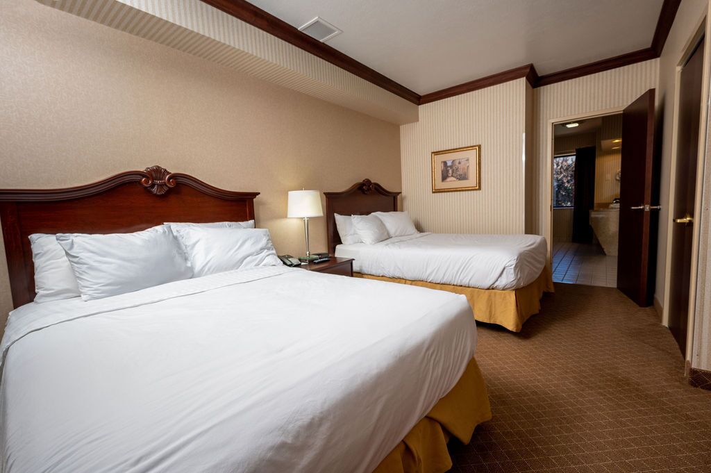 hypo-allergenic bedding, desk, laptop workspace, iron/ironing board