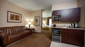 Hypo-allergenic bedding, desk, laptop workspace, iron/ironing board