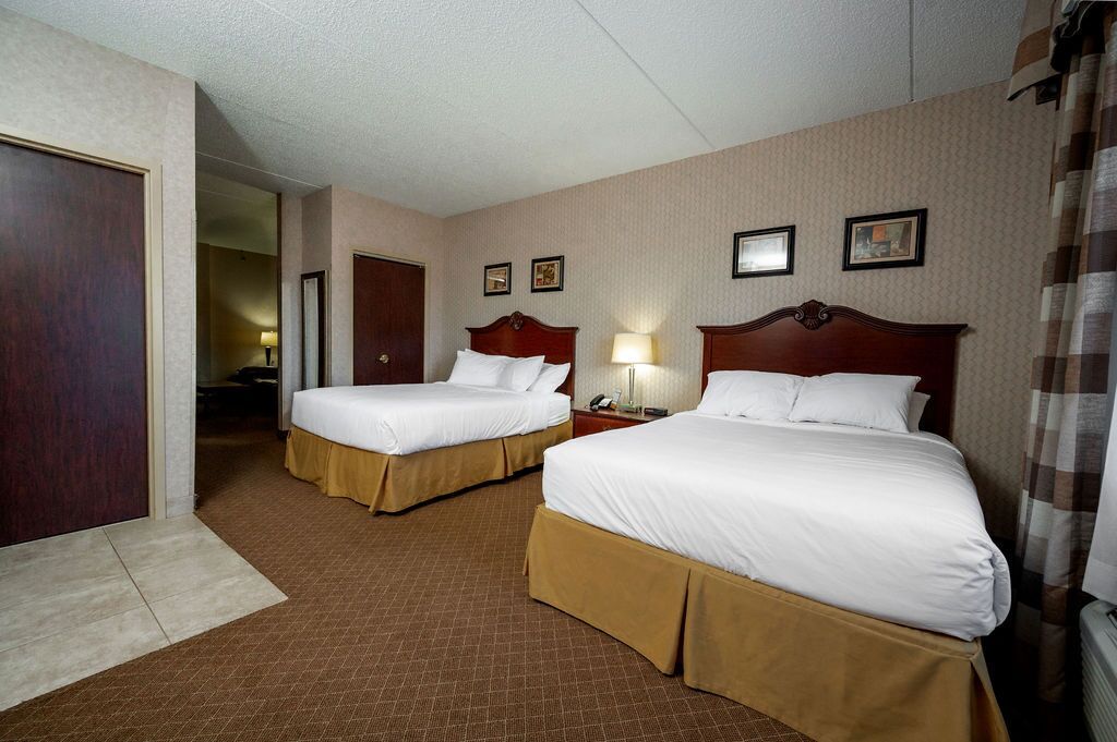 hypo-allergenic bedding, desk, laptop workspace, iron/ironing board