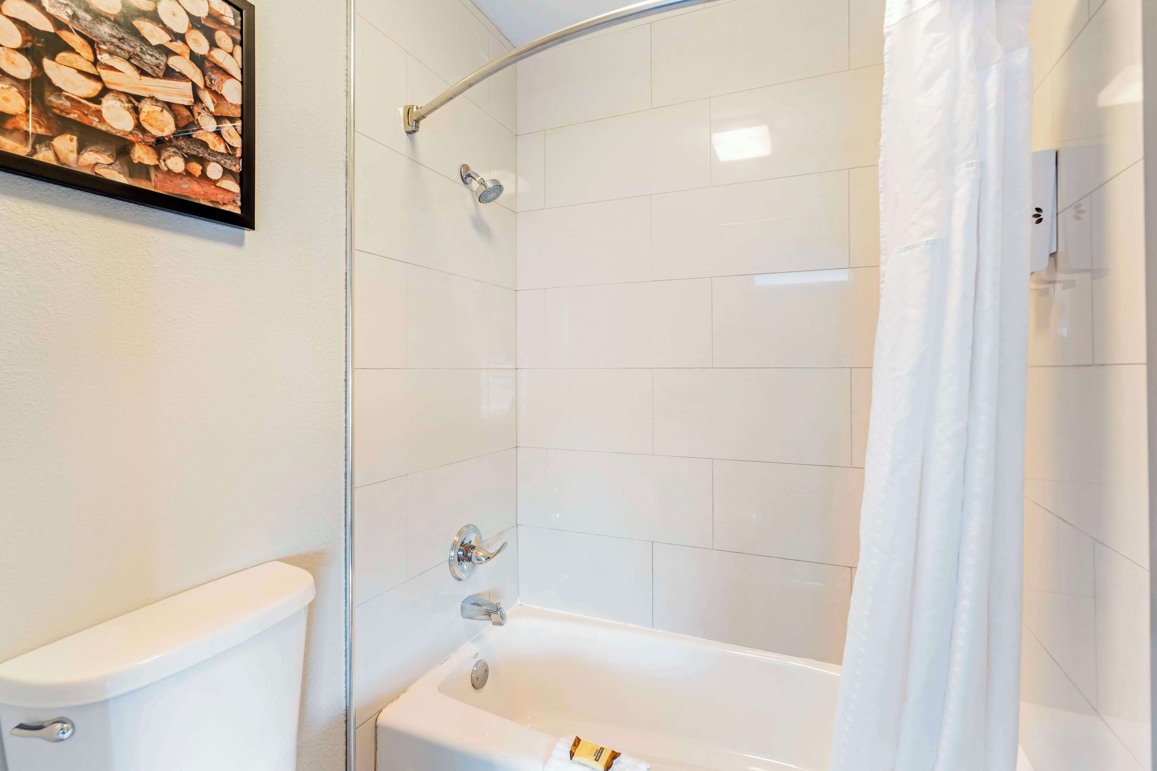 suite, 1 king bed with sofa bed, non smoking, kitchen (with sofabed) | bathroom | combined shower/bathtub, free toiletries, hair dryer, towels