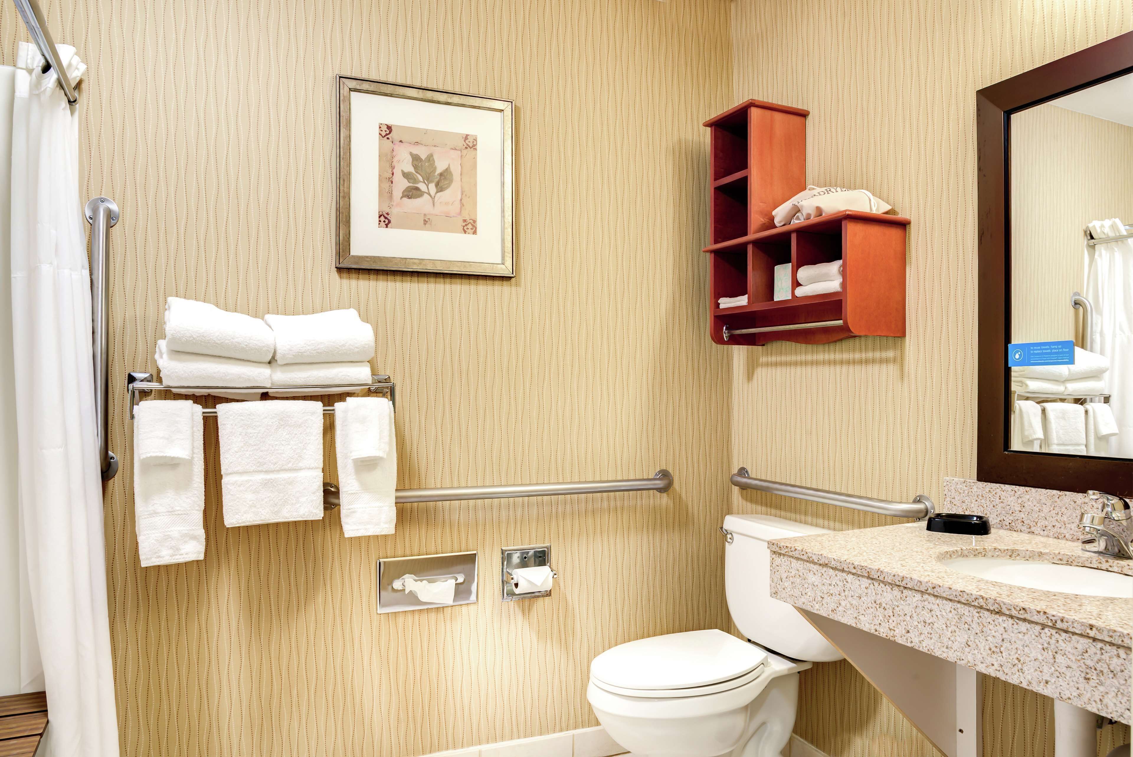 room, accessible, non smoking | bathroom | shower, hair dryer, towels, toilet paper