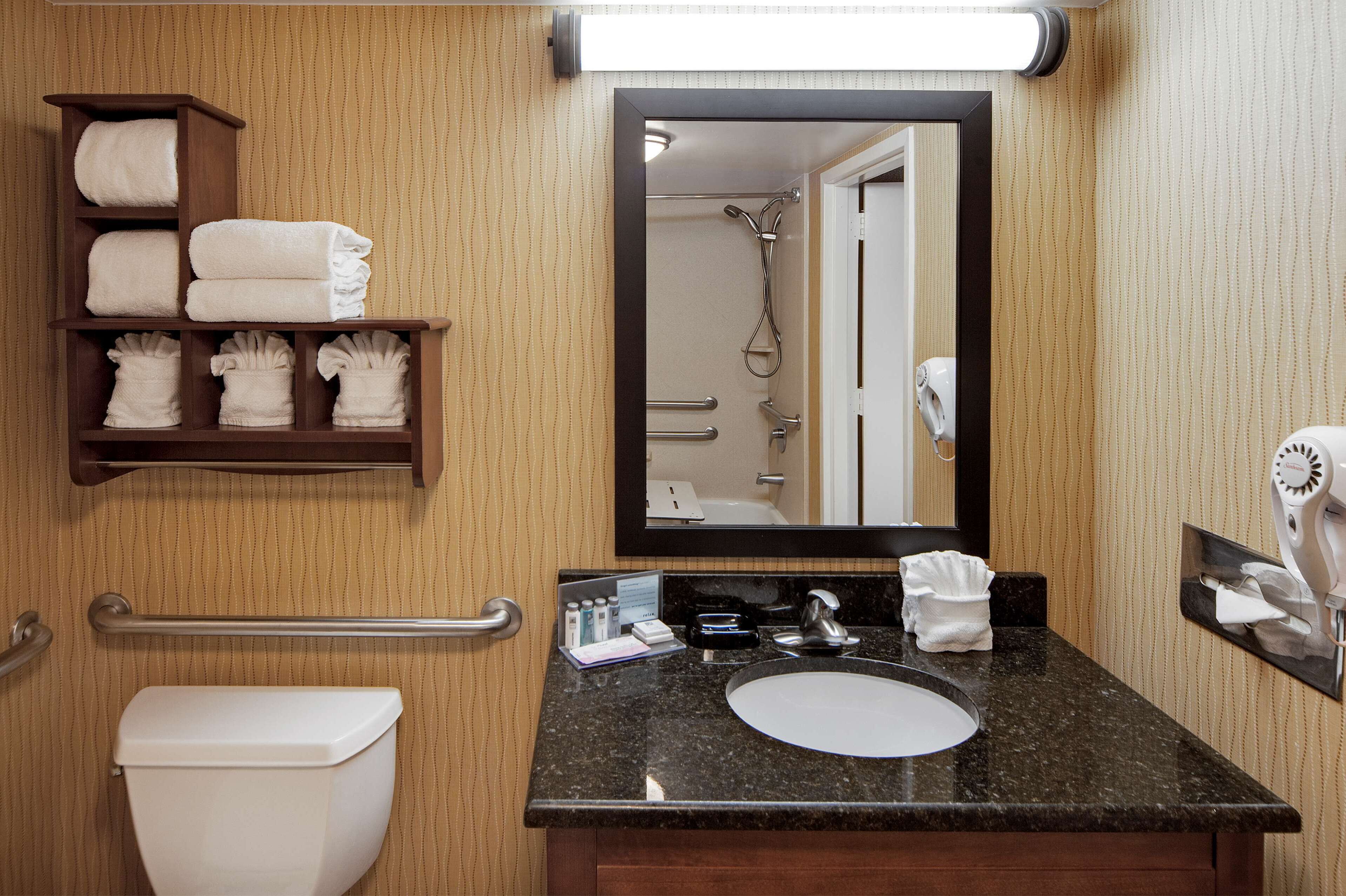 one king bed, non-smoking, accessible | bathroom | combined shower/bathtub, free toiletries, hair dryer, towels