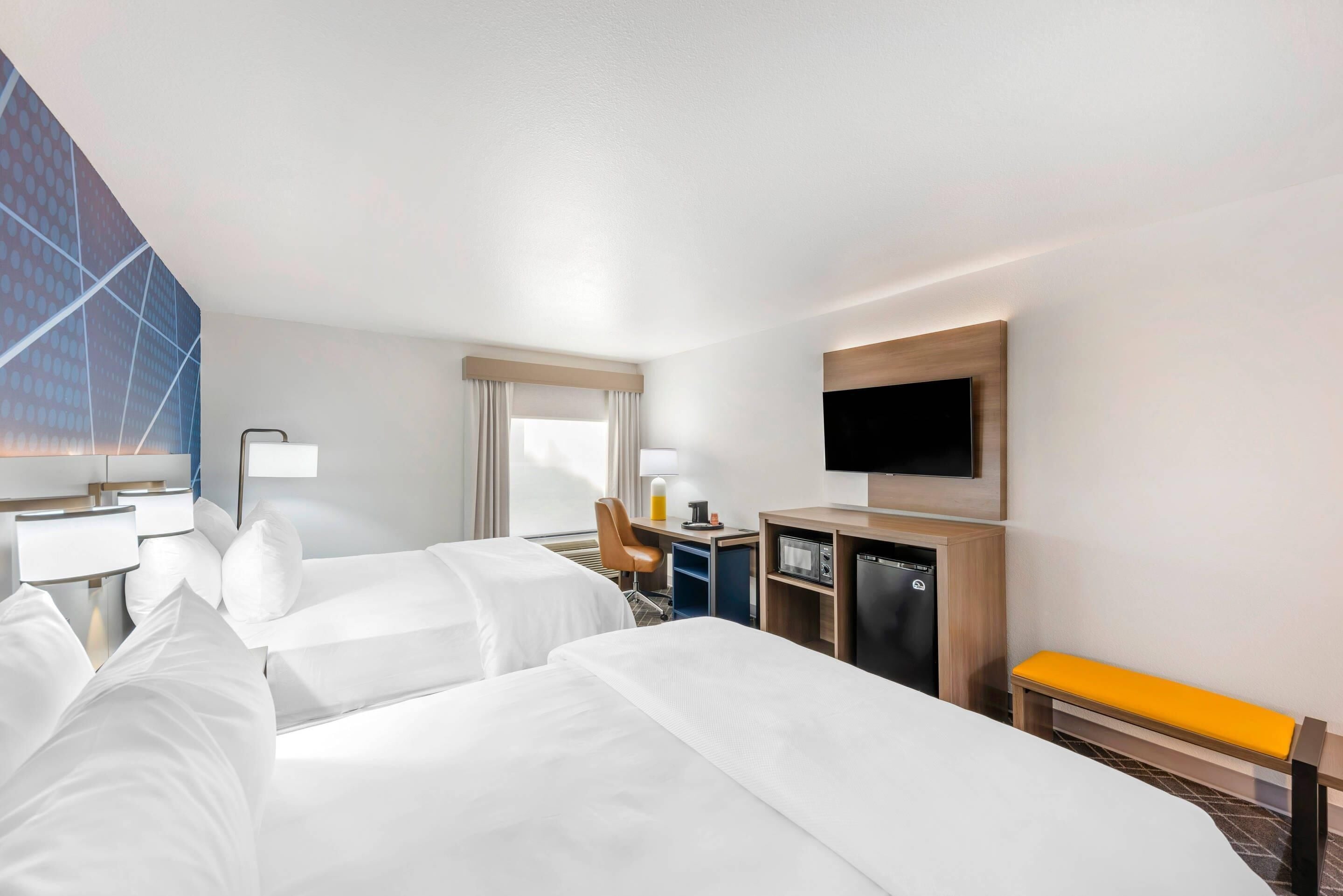 standard room, 2 queen beds, non smoking | desk, laptop workspace, iron/ironing board, free cots/infant beds