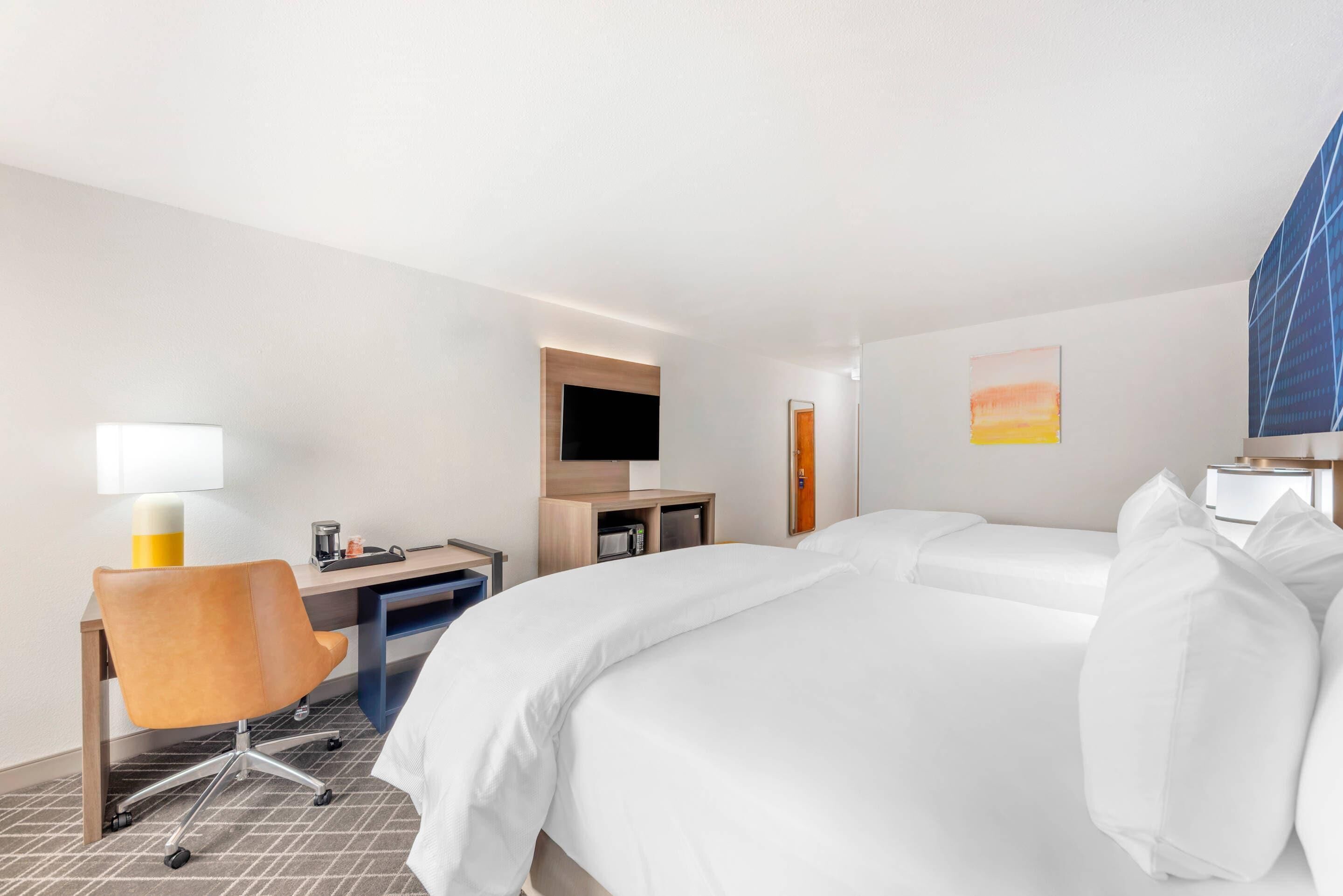 room, 2 queen beds, accessible, non smoking | desk, laptop workspace, iron/ironing board, free cots/infant beds