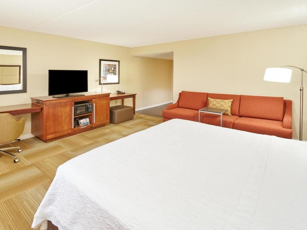 Premium bedding, desk, blackout drapes, iron/ironing board