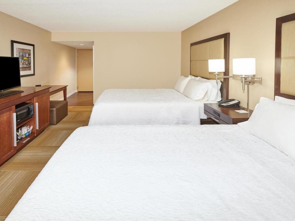 Premium bedding, desk, blackout drapes, iron/ironing board