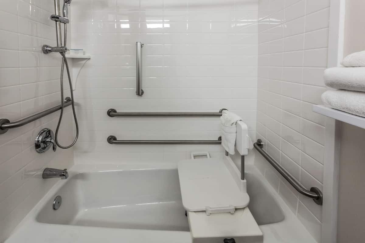 room, accessible, non smoking | bathroom | hydromassage showerhead, free toiletries, hair dryer, towels
