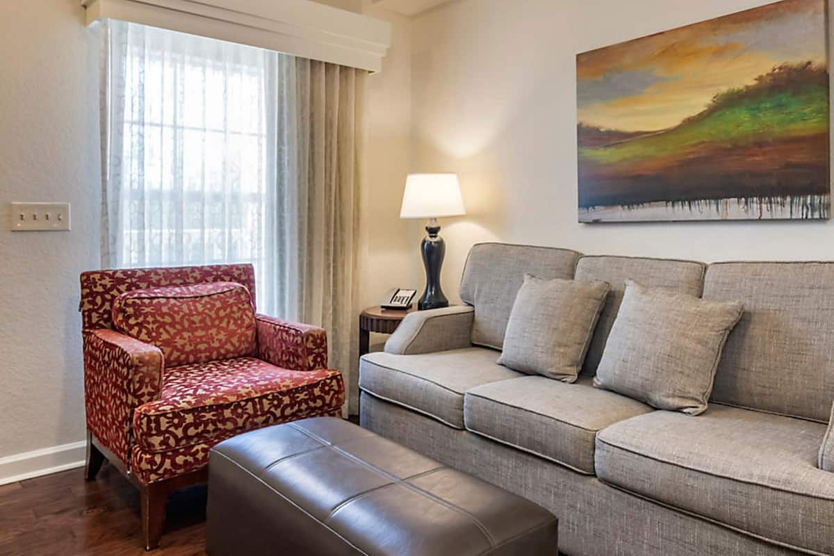 42-inch TV with cable channels, DVD player