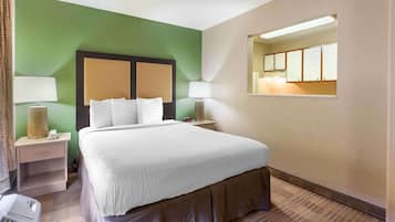 Desk, free WiFi, bed sheets