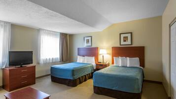 Desk, laptop workspace, iron/ironing board, free cots/infant beds