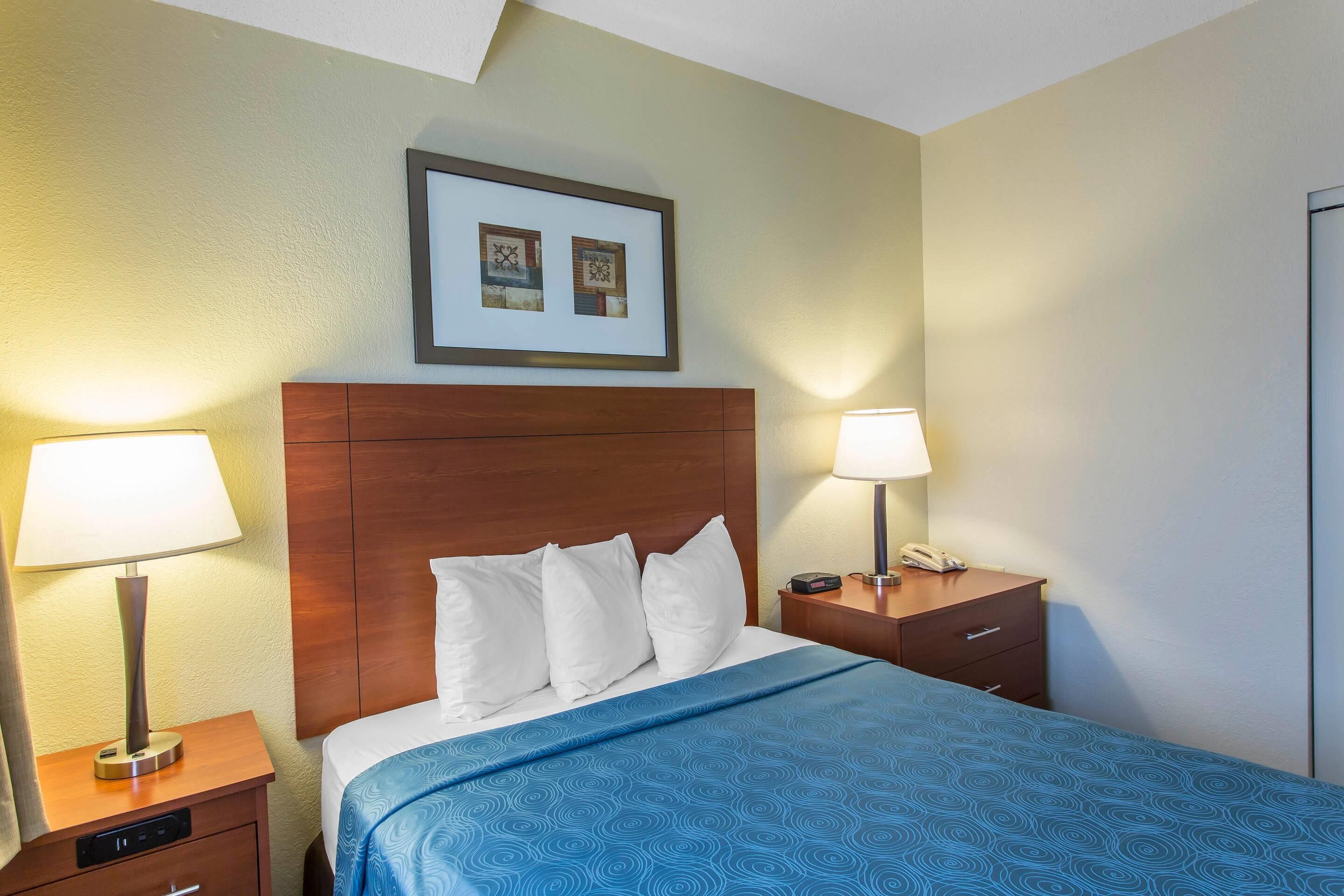 Suite, 1 grand lit, accessible aux personnes à mobilité réduite, non-fumeur (Roll-In Shower) | Bureau, espace de travail pour ordinateurs portables