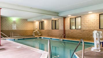 Indoor pool, open 7:00 AM to 9:00 PM, pool loungers