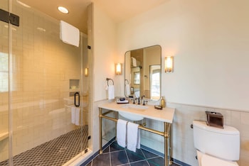 Suite, 1 King Bed (St. Phillip Suite) | Bathroom | Shower, free toiletries, hair dryer, bathrobes at Andrew Pinckney Inn