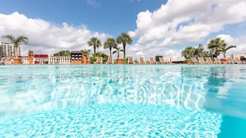 Outdoor pool, pool umbrellas