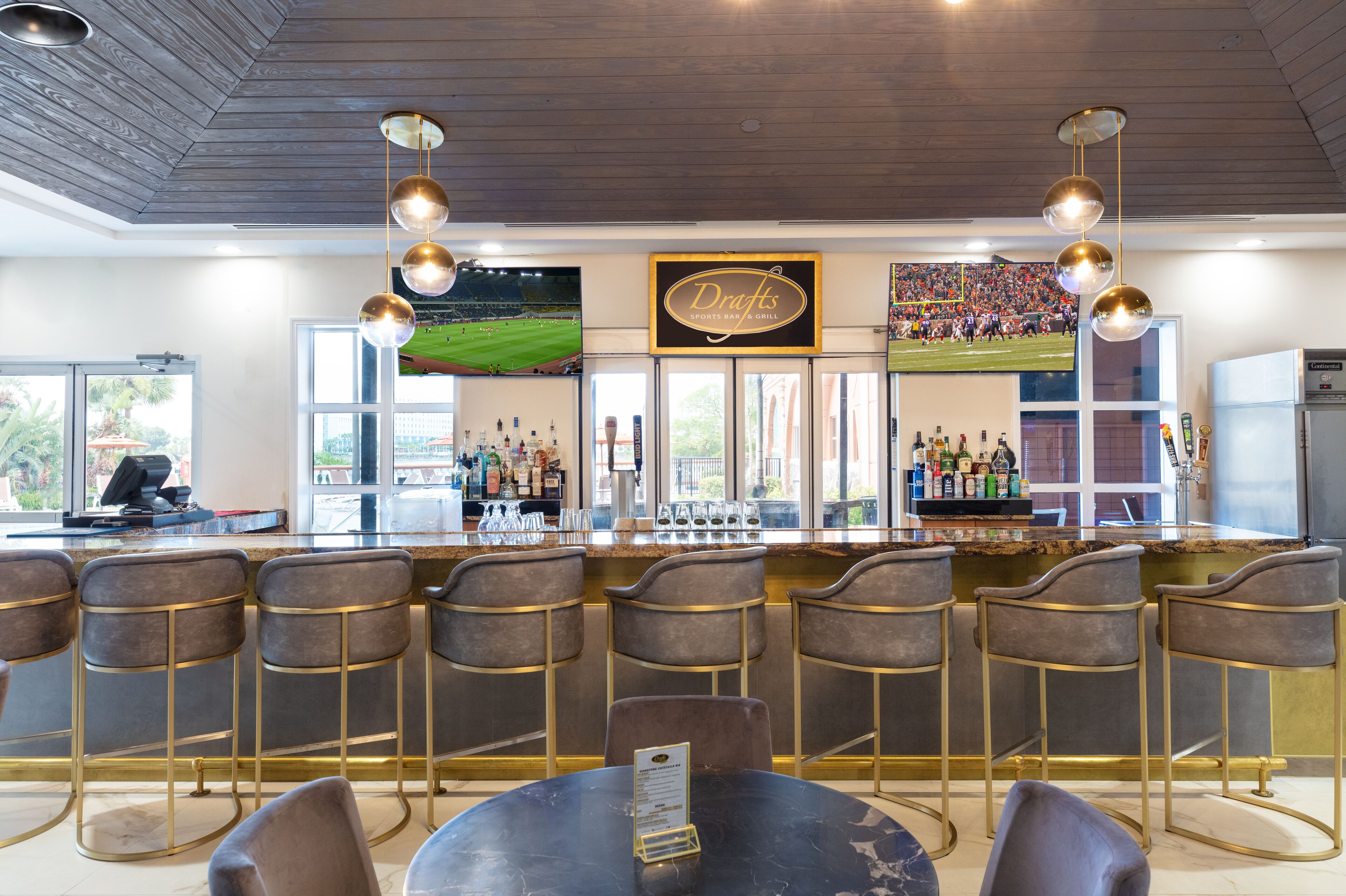 american cuisine, pool views