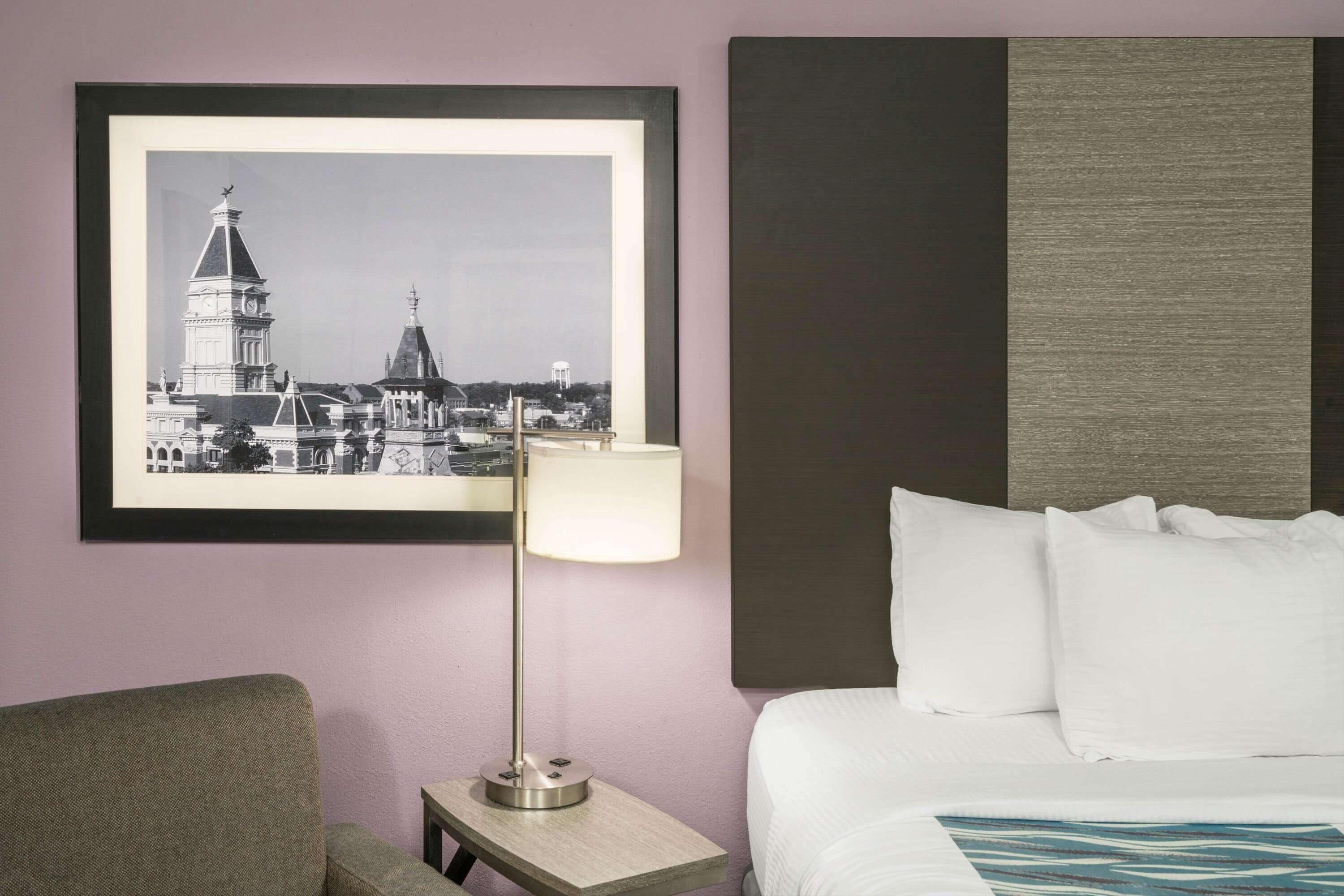 premium bedding, desk, laptop workspace, free wifi