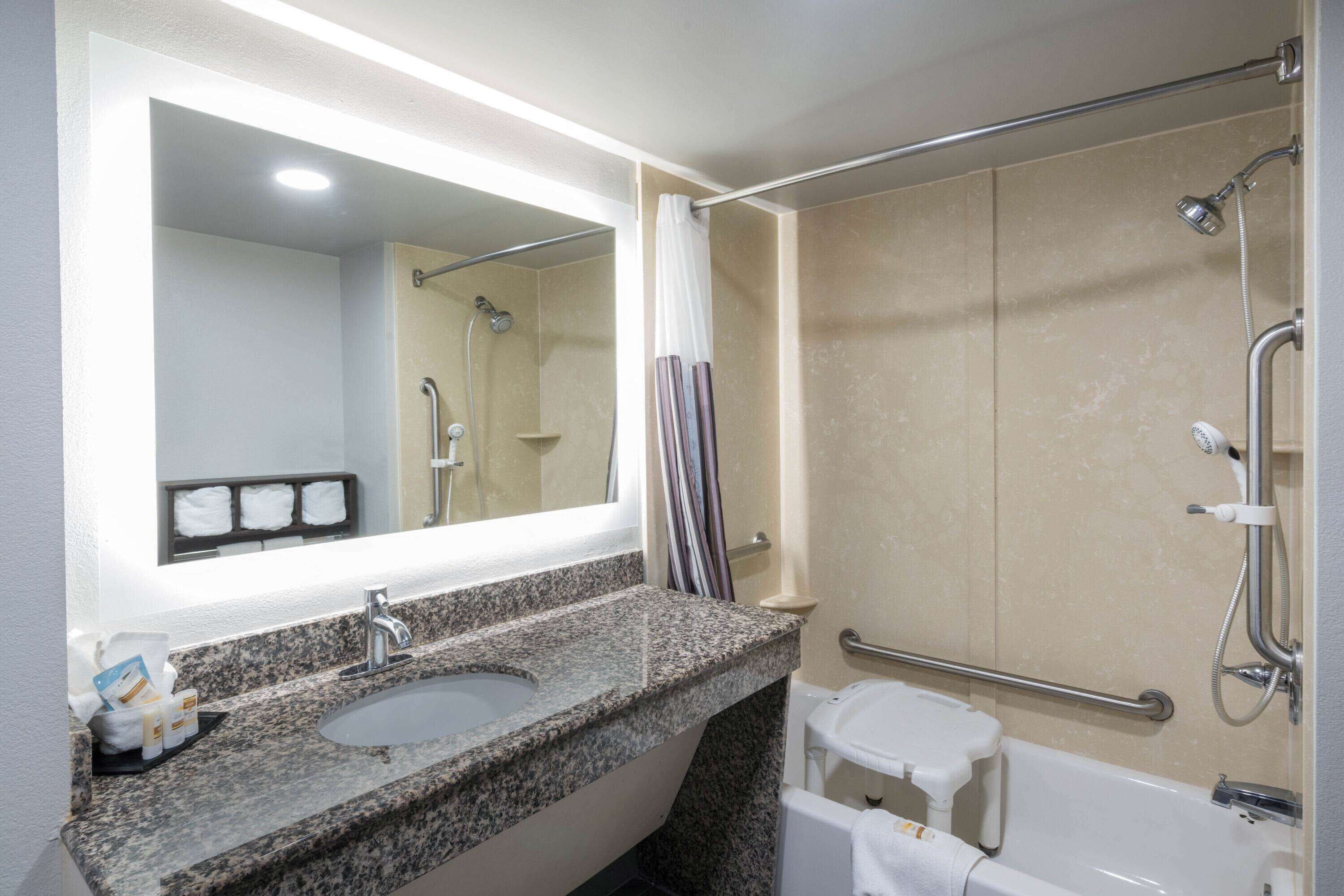 room, 2 queen beds, accessible, non smoking (mobility accessible) | bathroom | combined shower/bathtub, free toiletries, hair dryer, towels