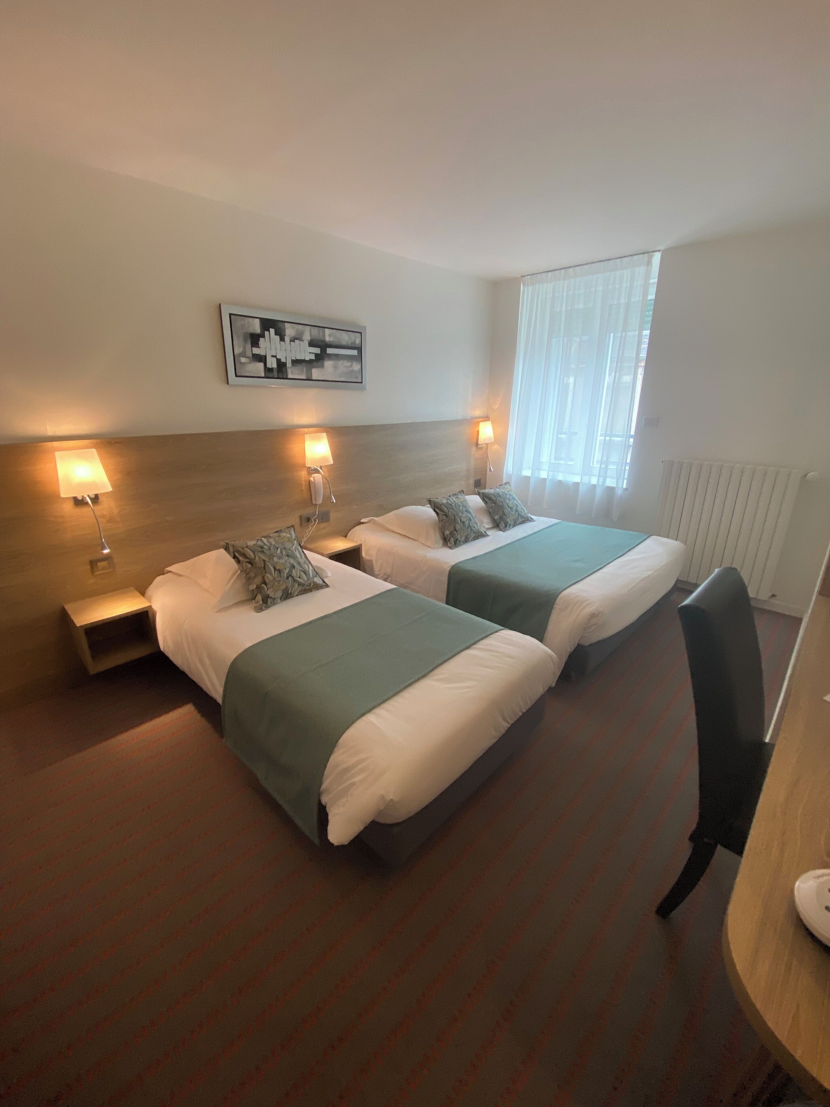 desk, blackout curtains, soundproofing, iron/ironing board