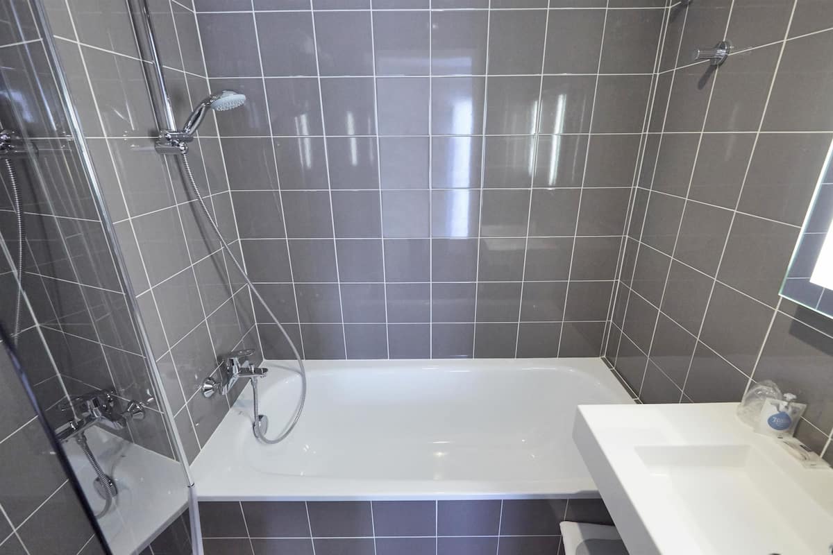 eco-friendly toiletries, hair dryer, towels