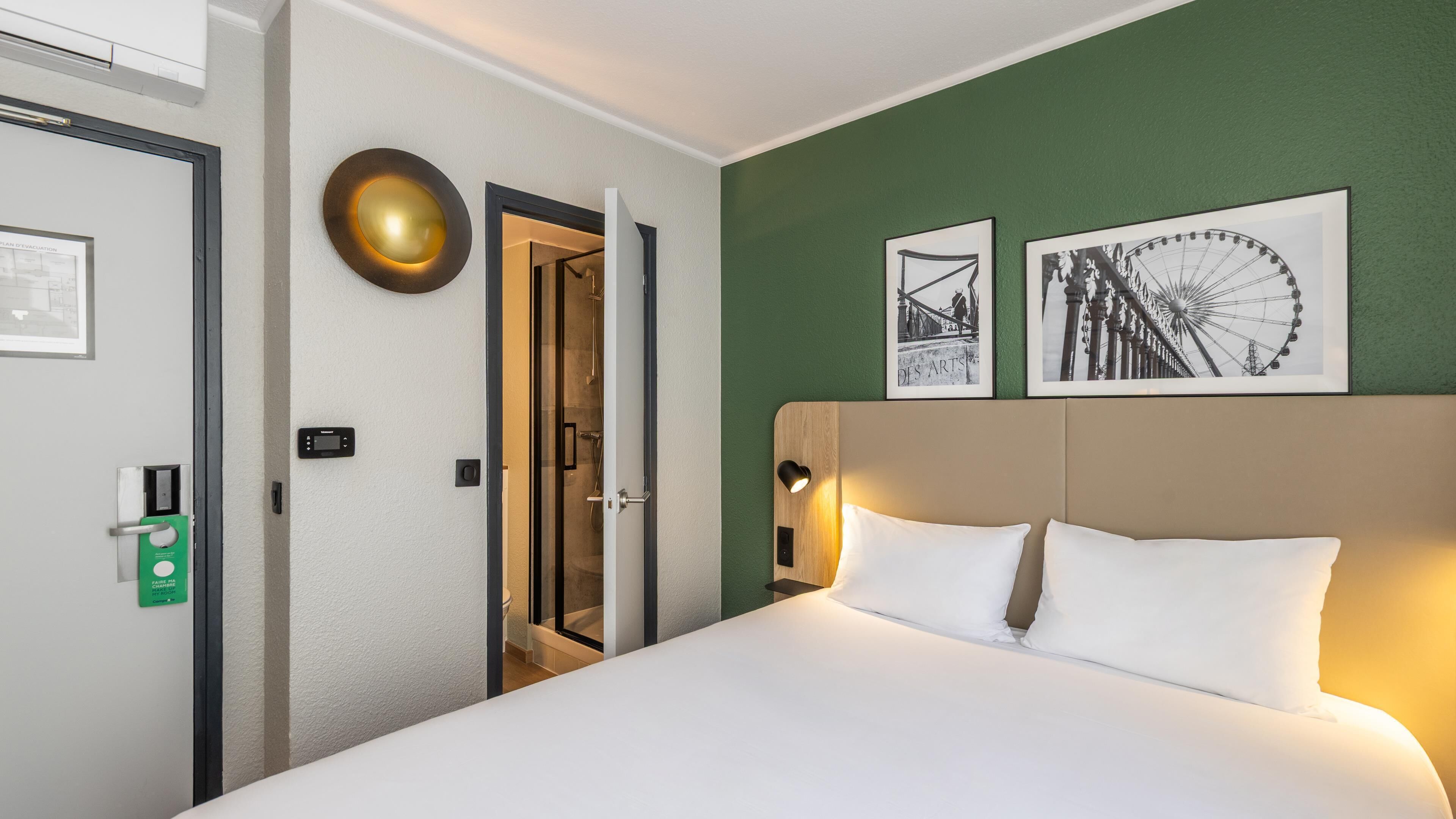 Premium bedding, desk, blackout curtains, iron/ironing board