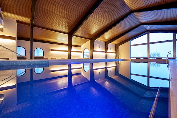 Indoor pool, open 7:00 AM to 10:00 PM, sun loungers