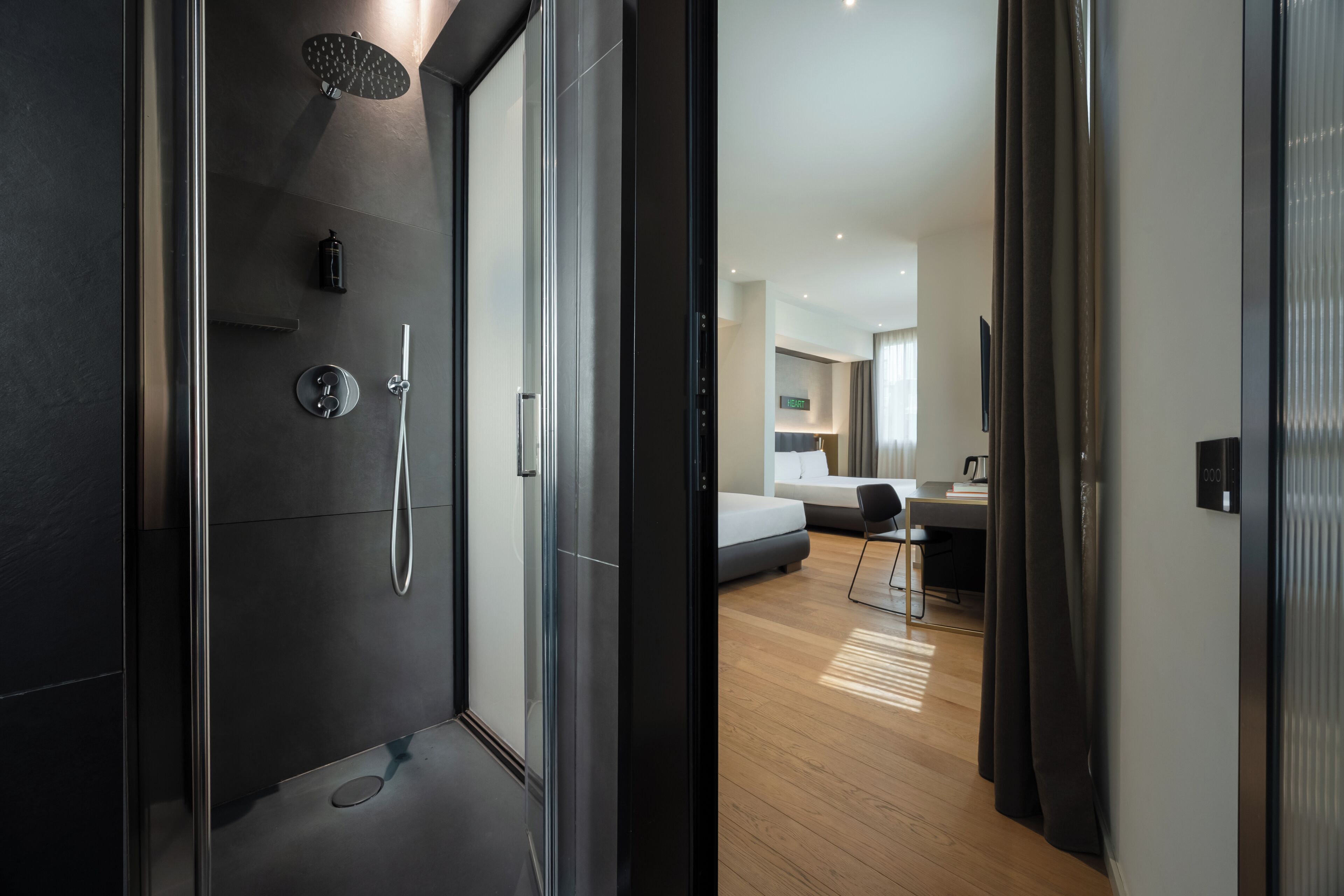 family room | bathroom | shower, free toiletries, hair dryer, slippers