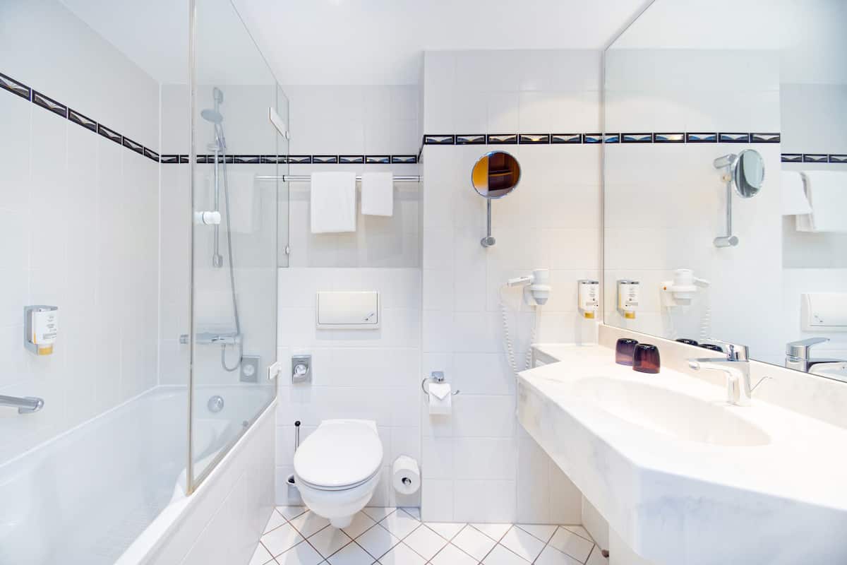 superior double room | bathroom | combined shower/bathtub, free toiletries, hair dryer, towels