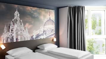 Blackout drapes, soundproofing, free WiFi, bed sheets