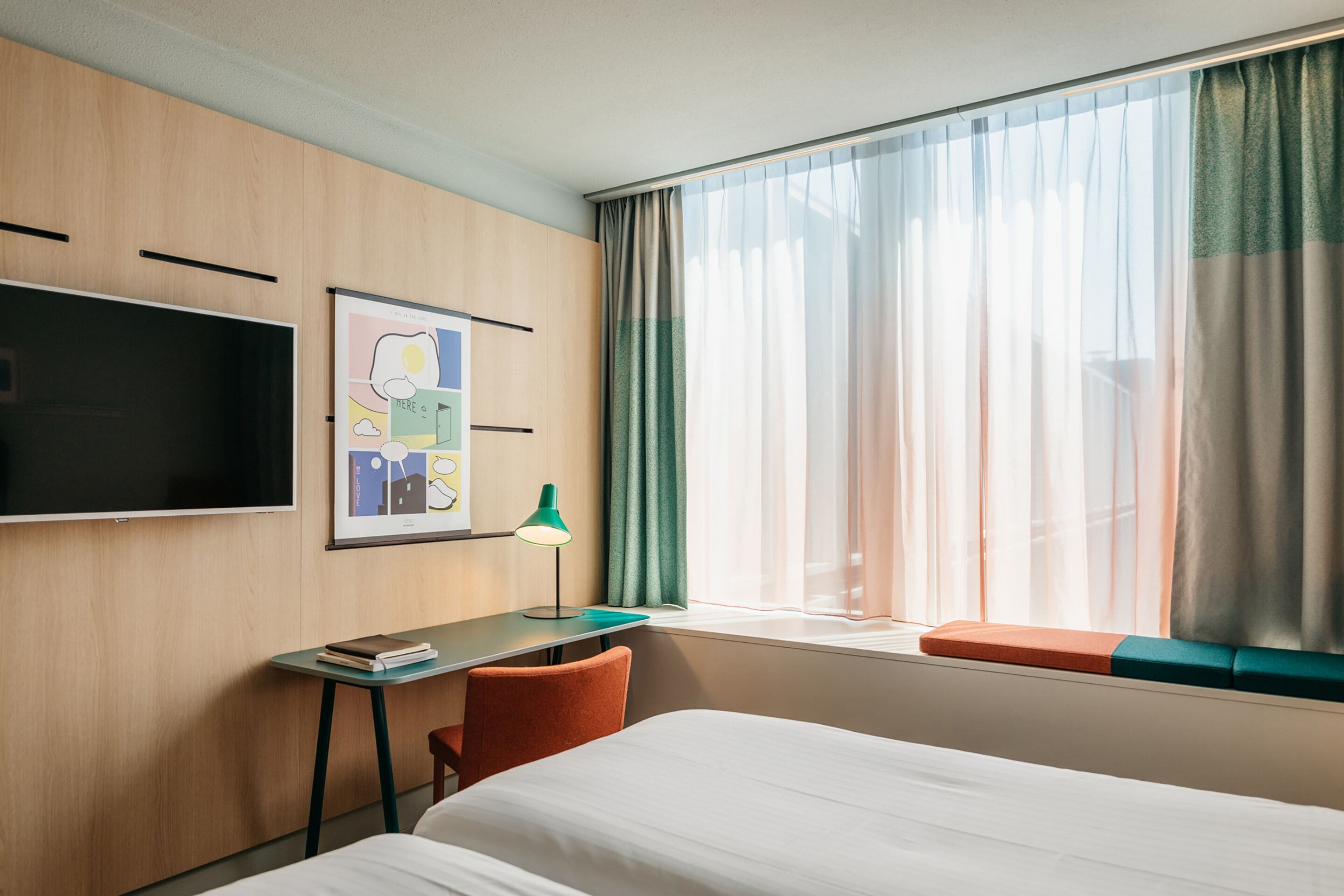 standard room, 2 single beds | in-room safe, desk, laptop workspace, blackout curtains