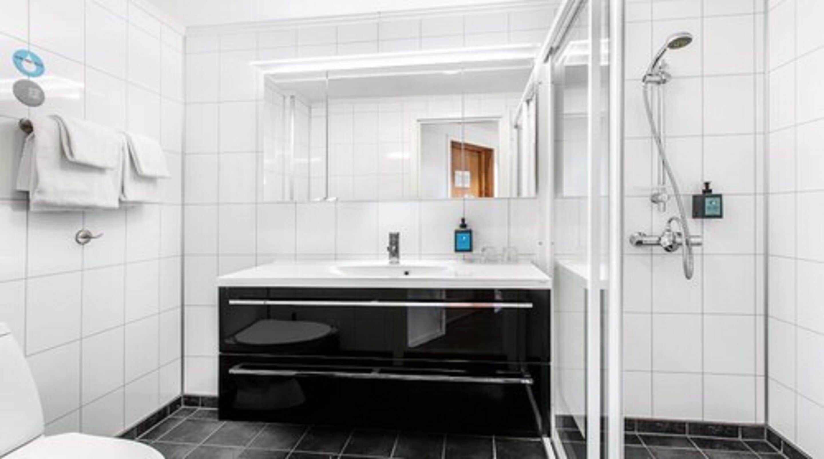Douche, serviettes fournies