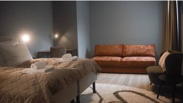 Couette en duvet d'oie, surmatelas, rideaux occultants