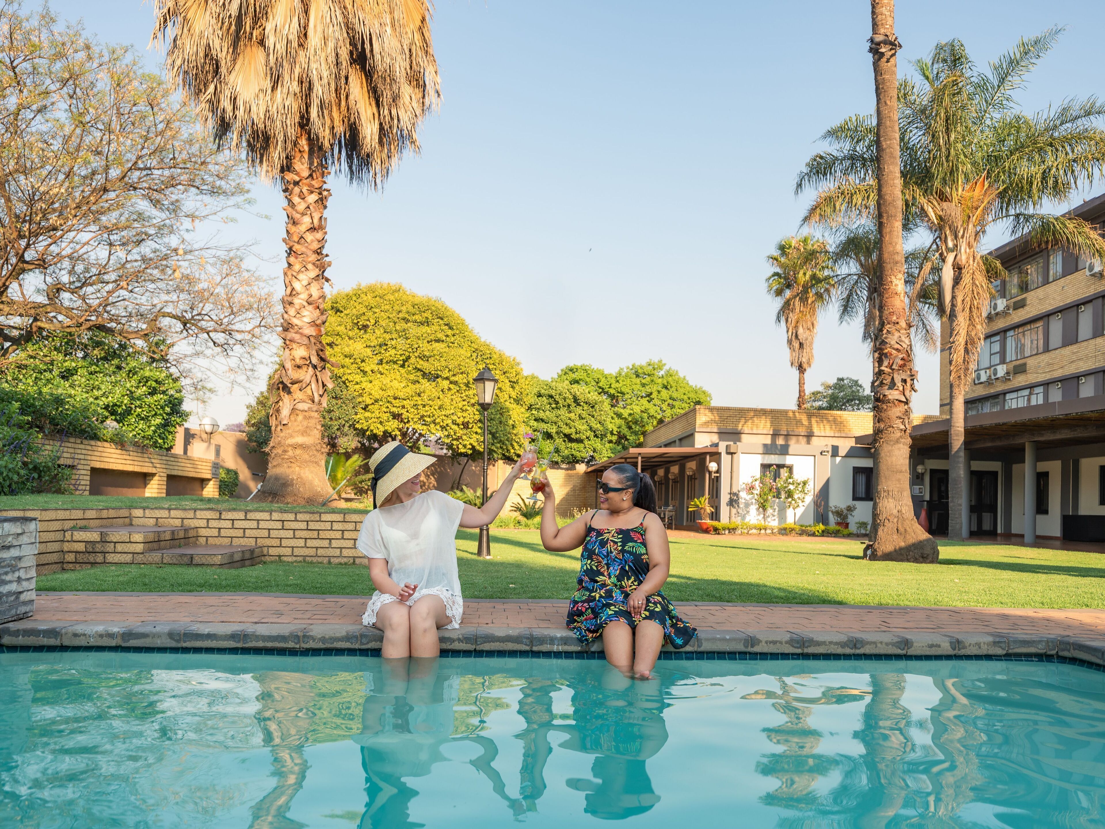 Outdoor pool, pool loungers