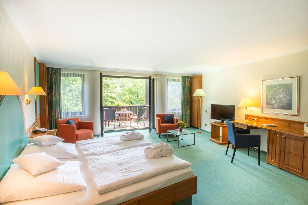 Deluxe tweepersoonskamer (Ettelsberg) | Een minibar, een kluis op de kamer, een strijkplank/strijkijzer