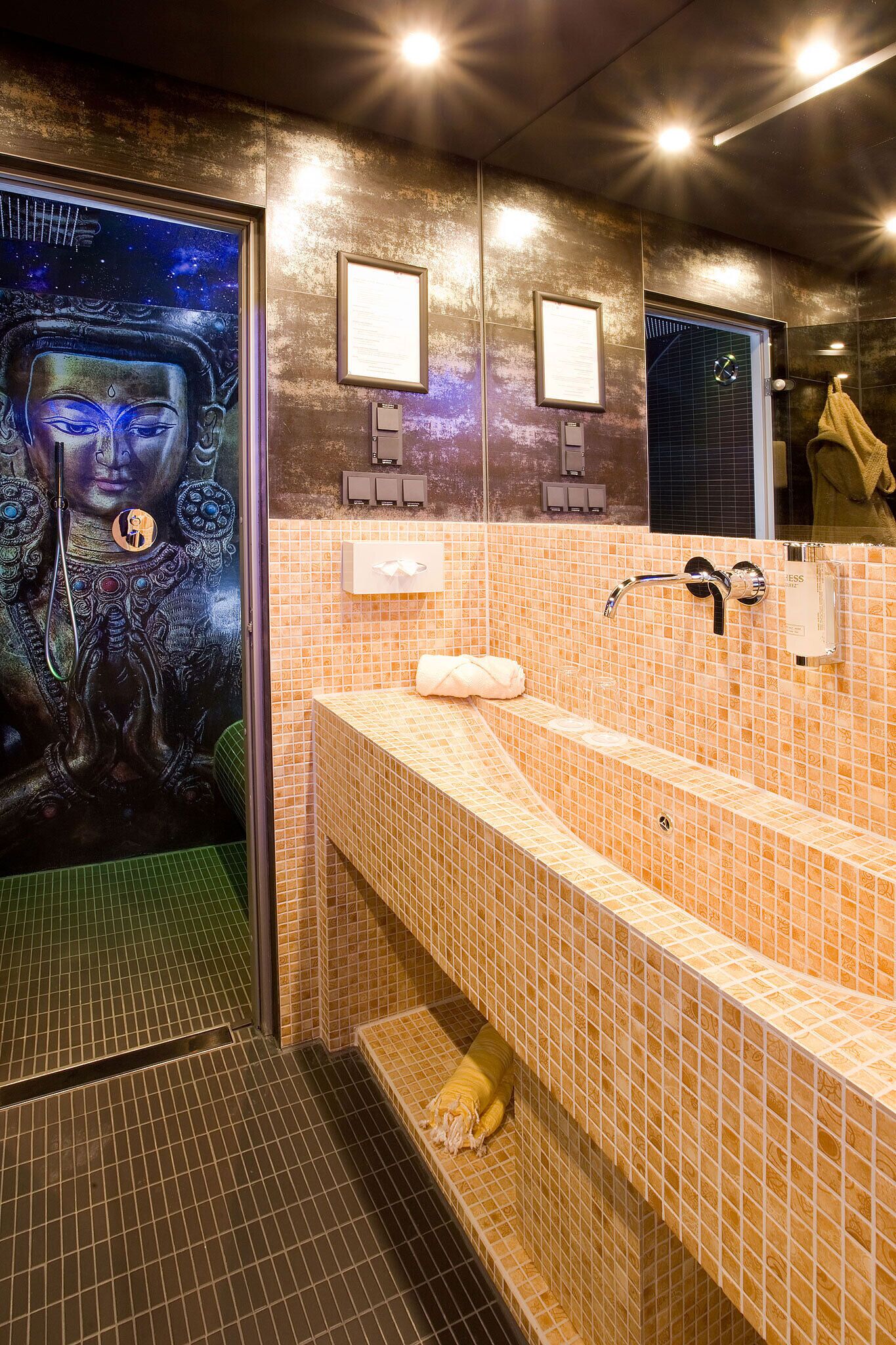 indien | bathroom | hair dryer, towels, soap, toilet paper