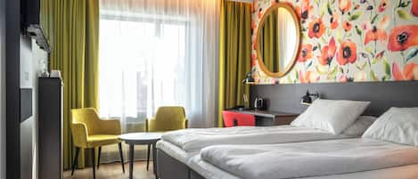 Minibar, free WiFi, bed sheets, alarm clocks